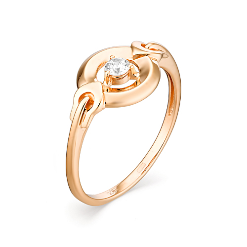 Золотое кольцо New gold из красного золота 585 пробы  со вставками (фианит) НЮ105000193234, размеры от 16 до 18