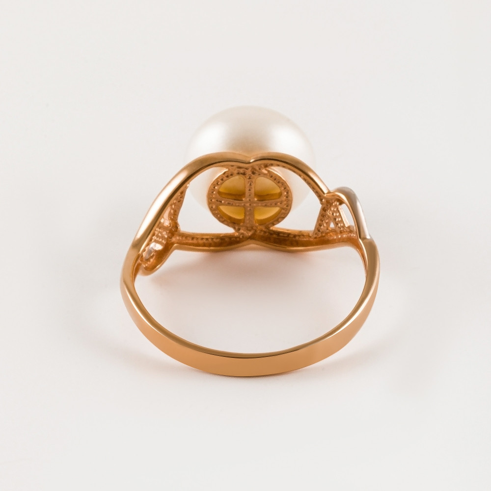 Золотое кольцо Прима эксклюзив из красного золота 585 пробы  со вставками () ПЭ1901779Р, размеры от 17.5 до 20