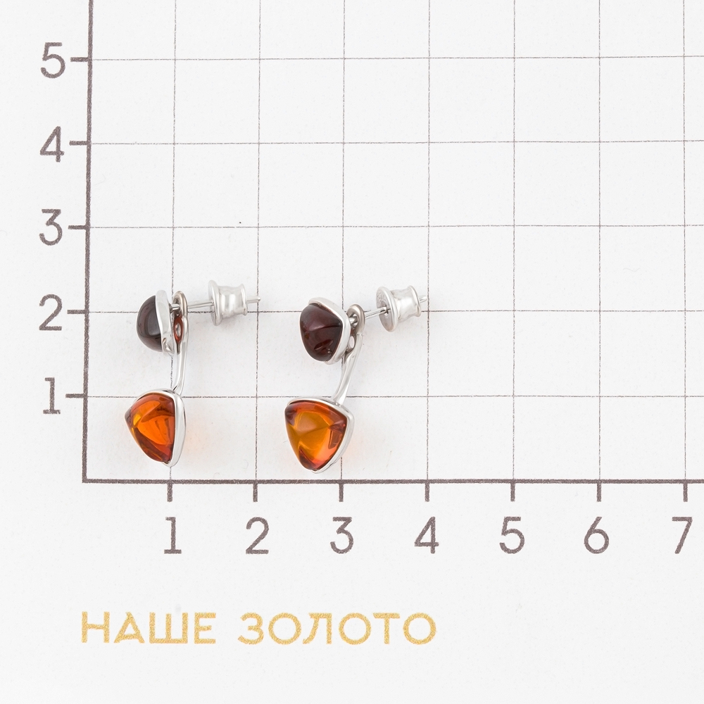 Серебряные серьги гвоздики Сан стоун со вставками из полудрагоценных камней () 5УЕ3269Рмикс