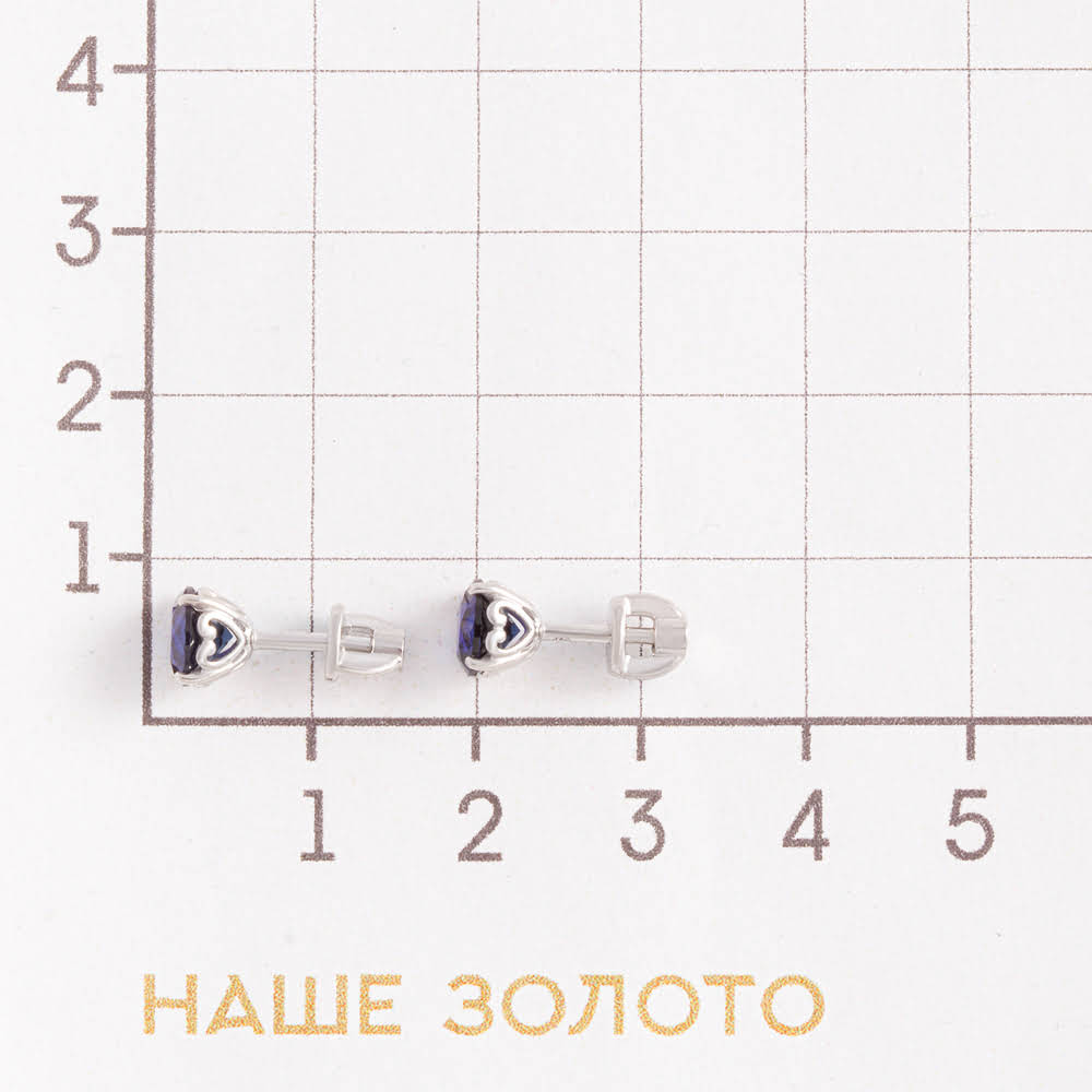 Серебряные серьги гвоздики Sokolov  со вставками (корунд сапфир) ДИ88020060
