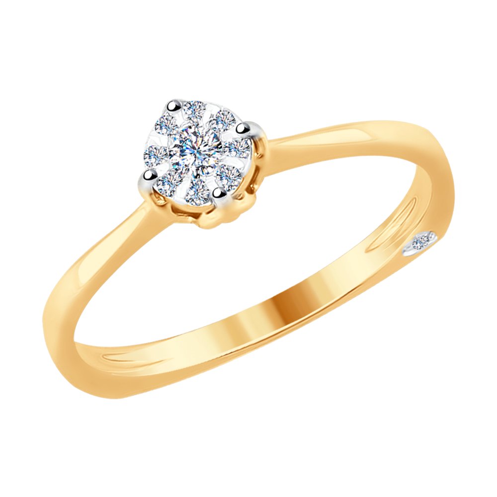 Золотое кольцо Sokolov из красного золота 585 пробы со вставками из драгоценных камней (бриллиант) ДИ1011703, размеры от 17.5 до 17.5