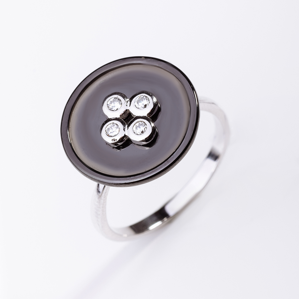 Серебряное кольцо Випголд  со вставками ( и фианит) ВПК5КЛЧ, размеры от 17.5 до 18
