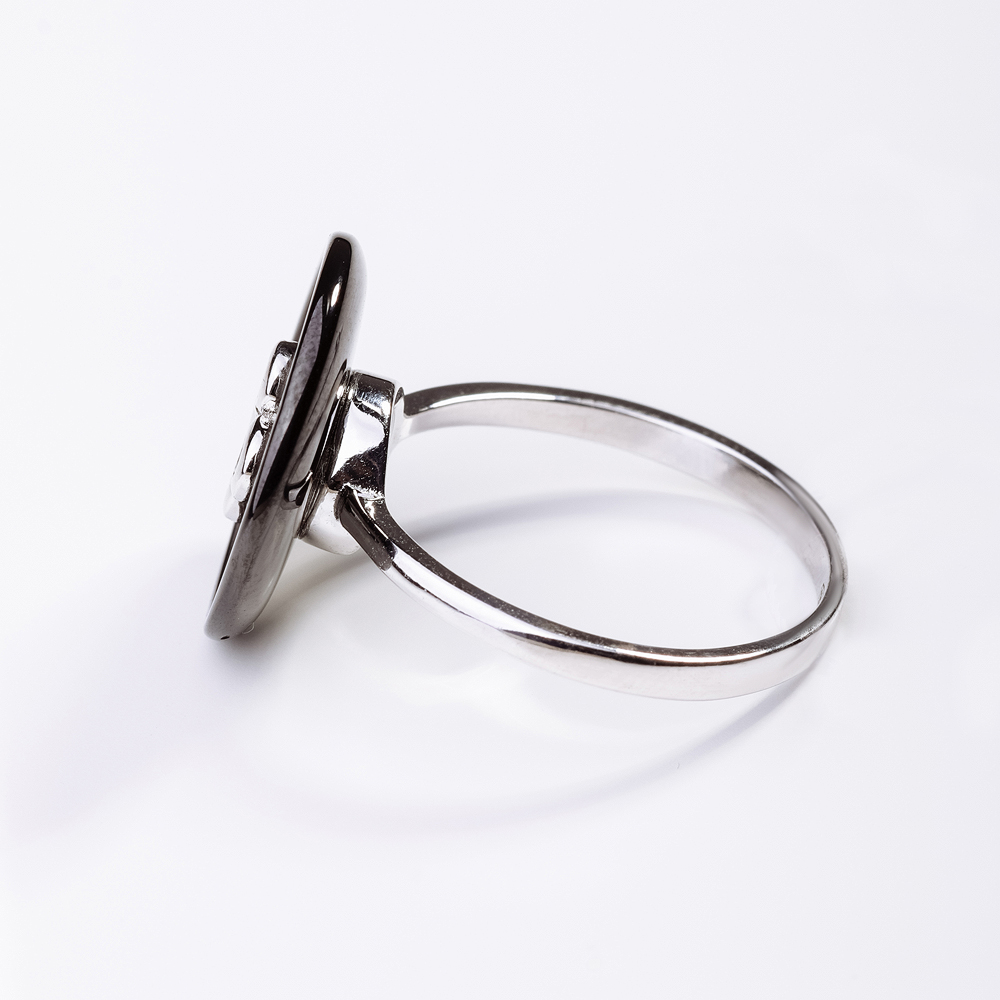 Серебряное кольцо Випголд  со вставками ( и фианит) ВПК5КЛЧ, размеры от 17.5 до 18