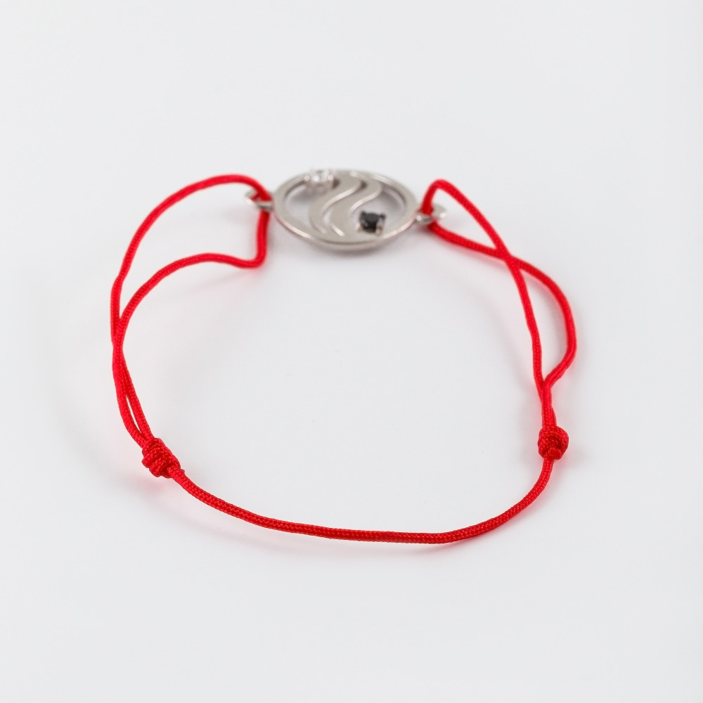 Серебряный браслет красная нить Efremof  со вставками (фианит) ЮП1410013470, размеры от 16 до 18