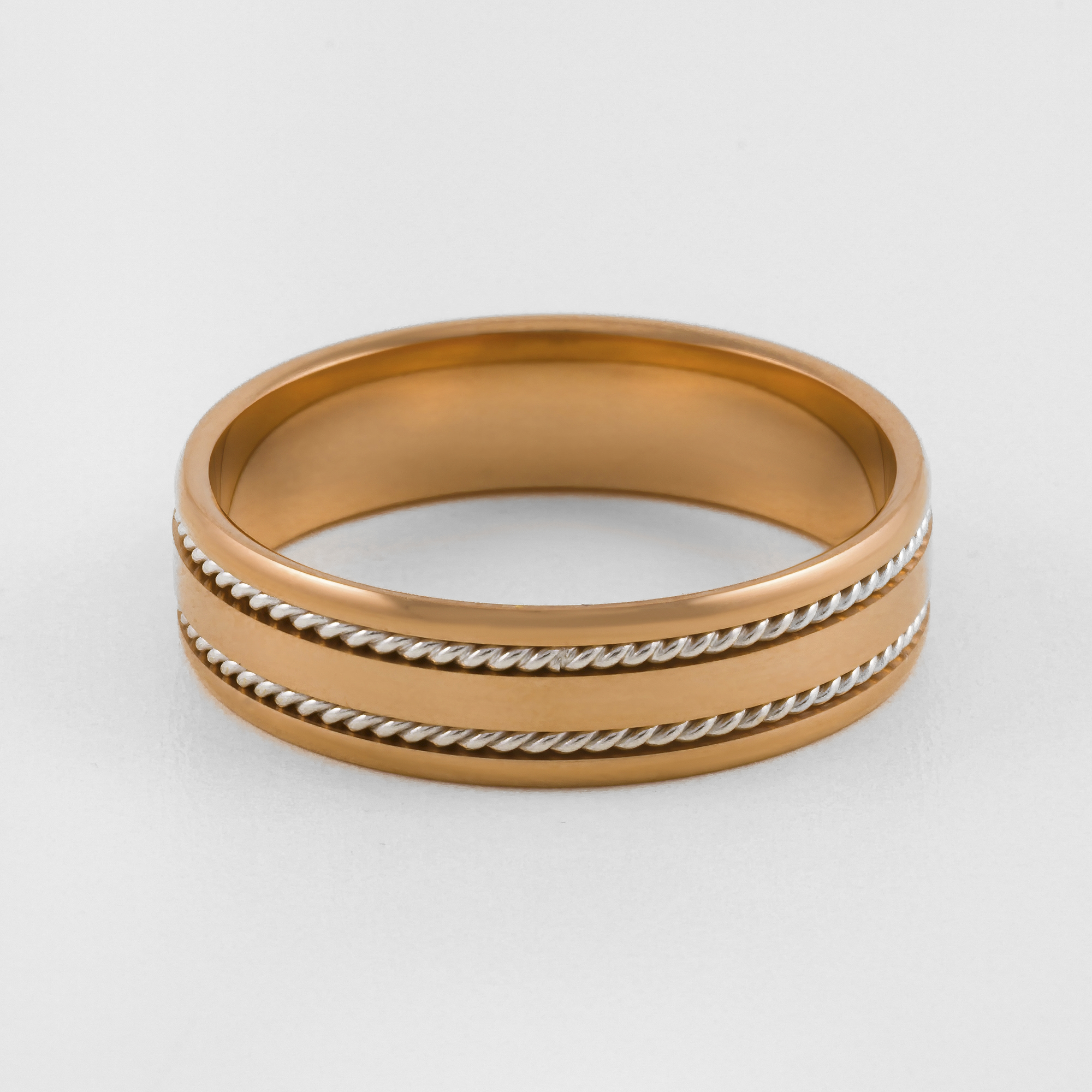 Золотое кольцо обручальное Веско из красного золота 585 пробы 7ВЗТ4205, размеры от 15.5 до 21.5