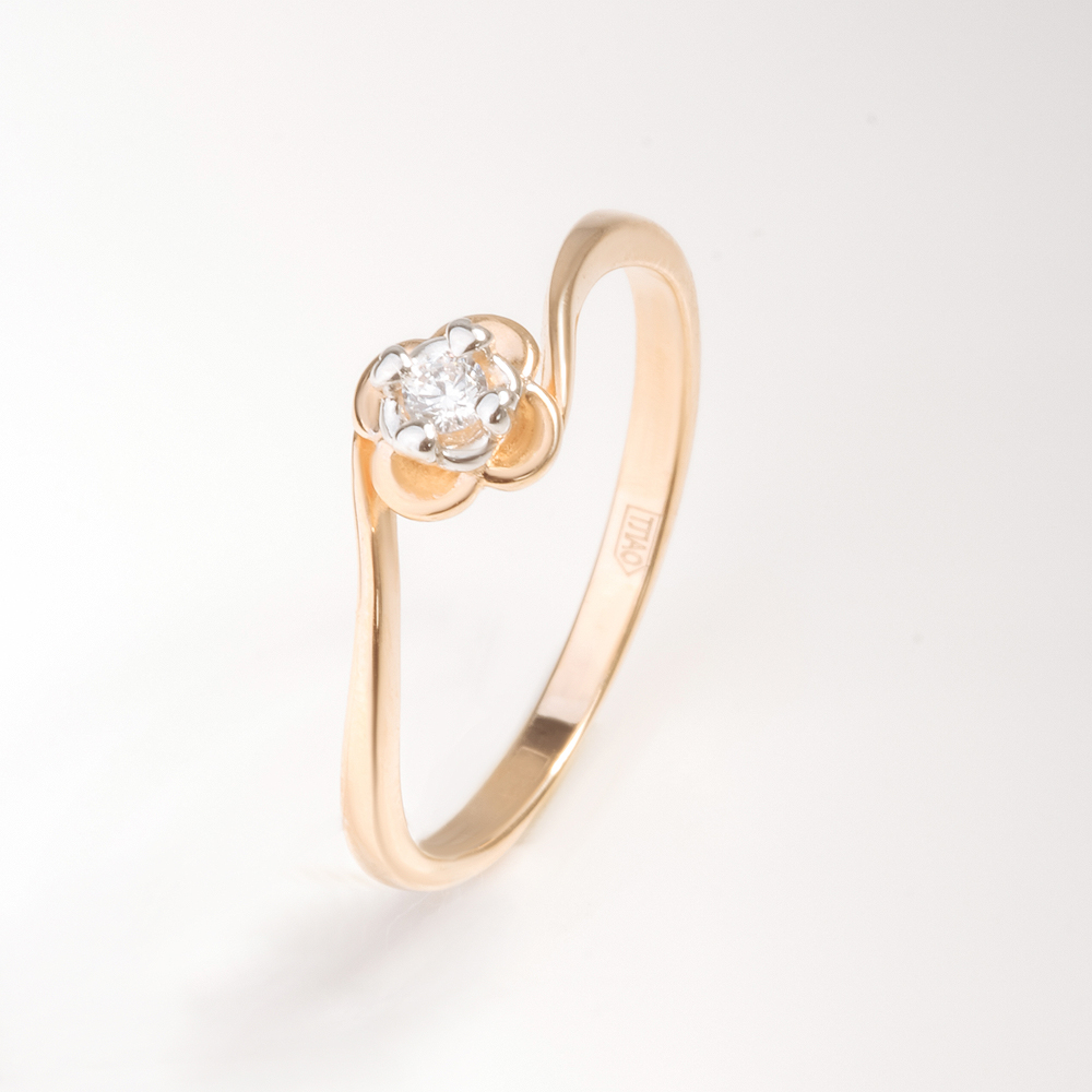 Золотое кольцо Санис из красного золота 585 пробы  со вставками (фианит) СН01-114502, размеры от 15 до 19.5