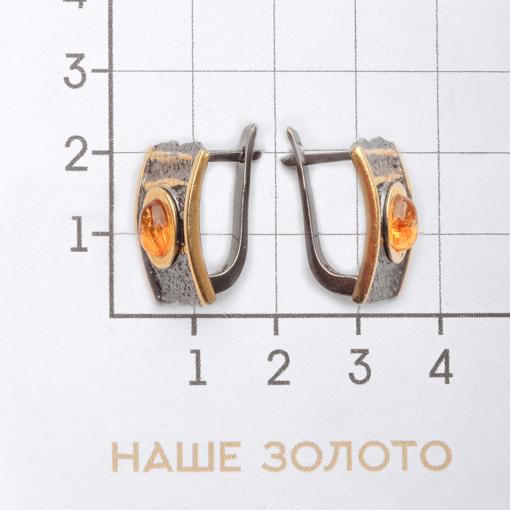 Серебряные серьги Балтийское золото со вставками из полудрагоценных камней () ЯН72161029