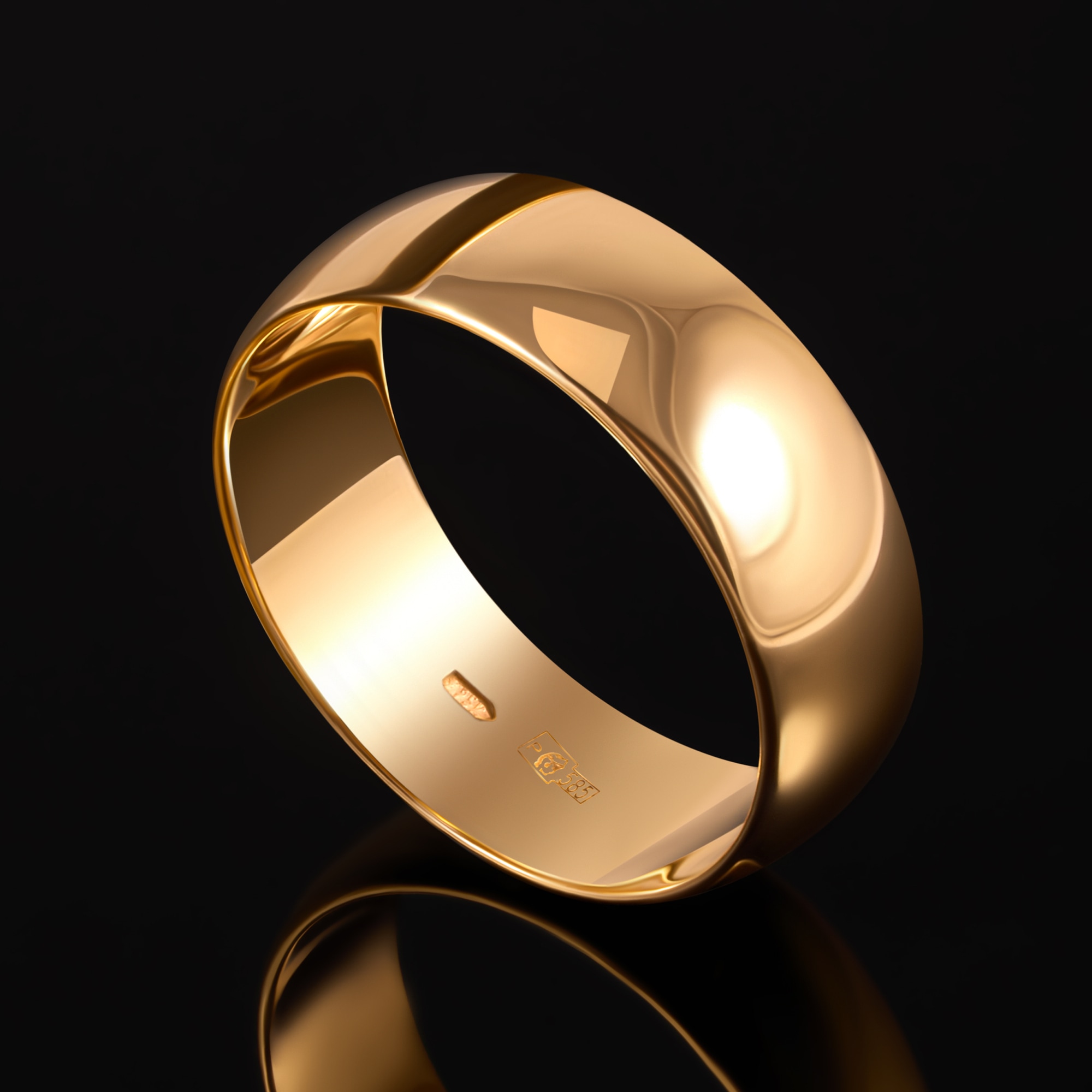 Золотое кольцо обручальное Берег из красного золота 585 пробы 2БК35К-60П, размеры от 15 до 25