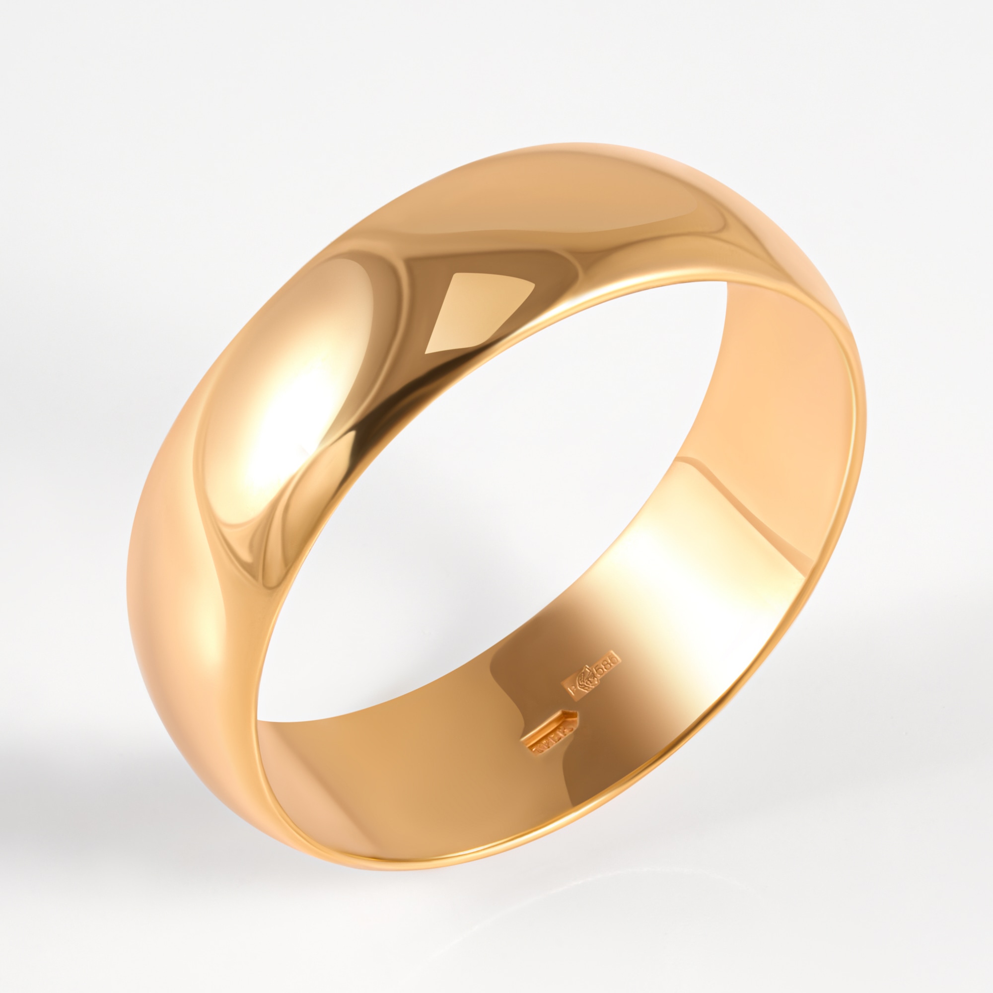 Золотое кольцо обручальное Берег из красного золота 585 пробы 2БК35К-60П, размеры от 15 до 25