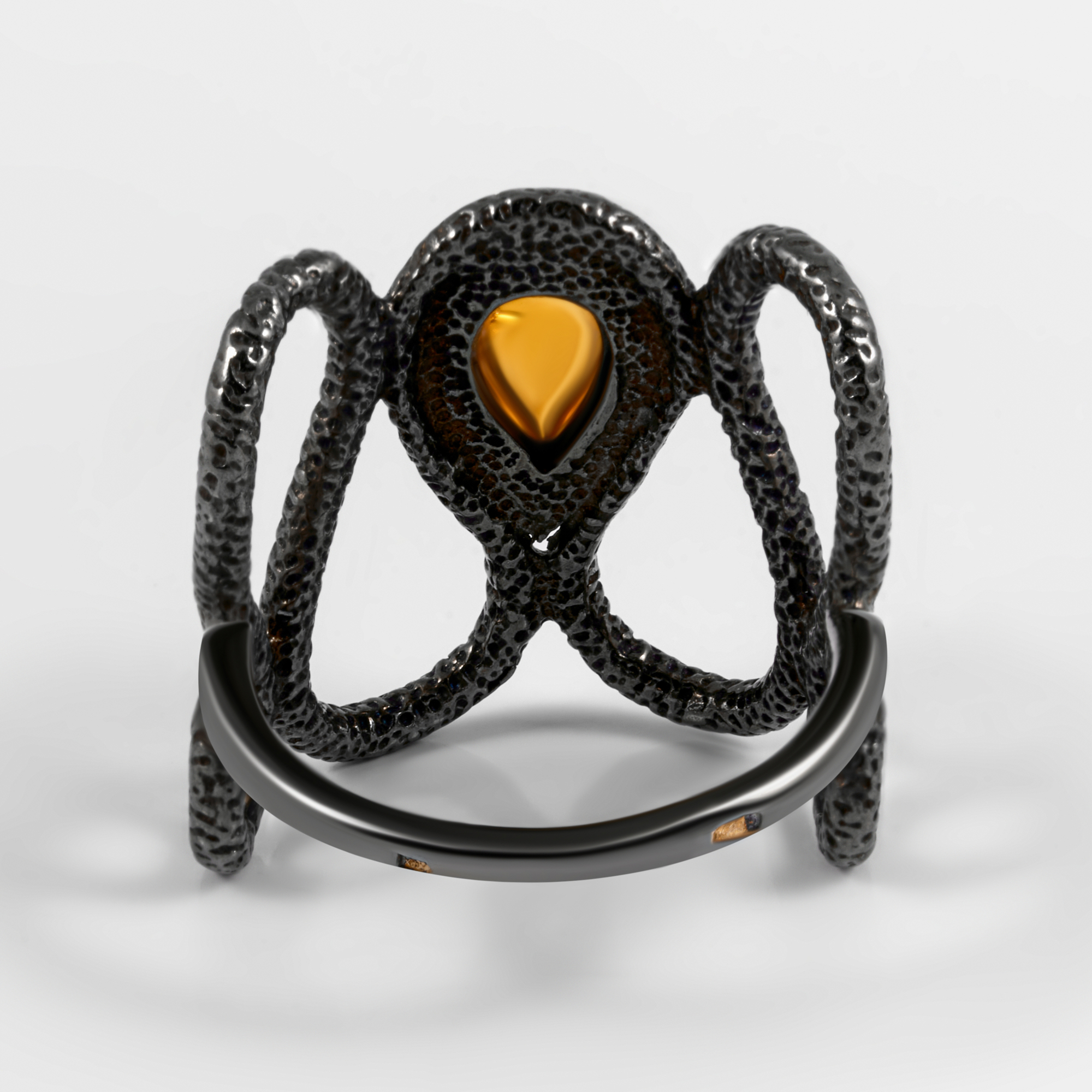Серебряное кольцо Балтийское золото со вставками из полудрагоценных камней () ЯН71161045, размеры от 16 до 20