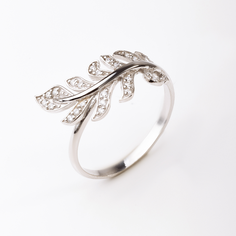 Серебряное кольцо Золотая подкова  со вставками (фианит) ЯВ821229С, размеры от 16 до 19