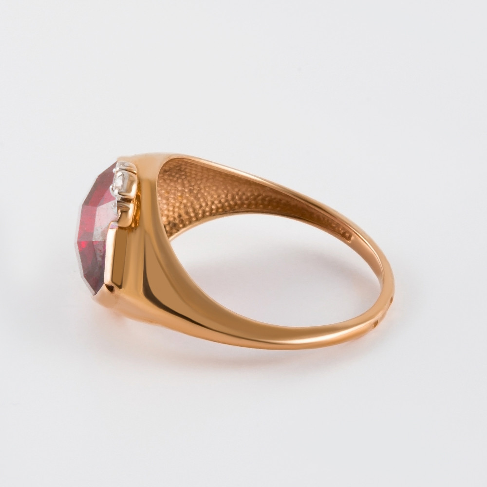 Золотое кольцо Liberty из красного золота 585 пробы со вставками из полудрагоценных камней (гранат и фианит) ЛБ1003507, размеры от 17 до 20