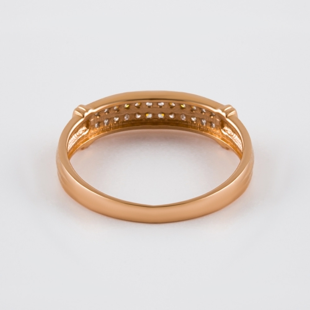 Золотое кольцо Саав из красного золота 585 пробы со вставками из драгоценных камней (бриллиант) ХС050059521, размеры от 16 до 19