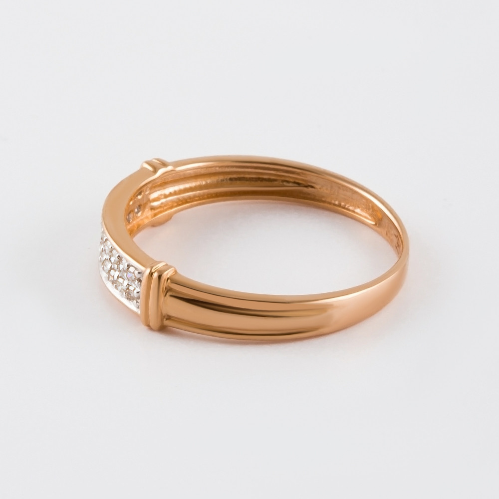 Золотое кольцо Саав из красного золота 585 пробы со вставками из драгоценных камней (бриллиант) ХС050059521, размеры от 16 до 19