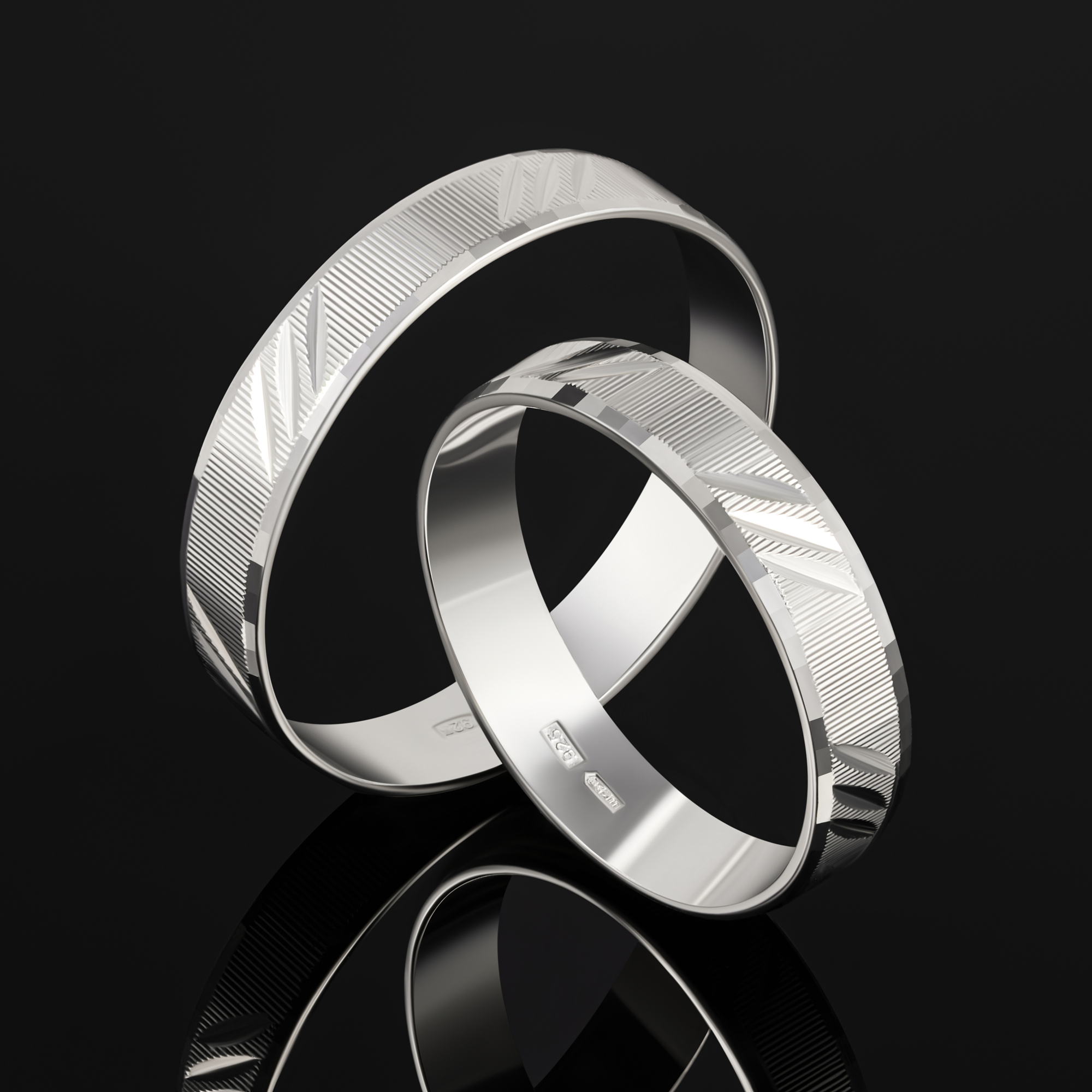 Серебряное кольцо обручальное Золотая подкова ЯВ82142340/2С, размеры от 16 до 22.5