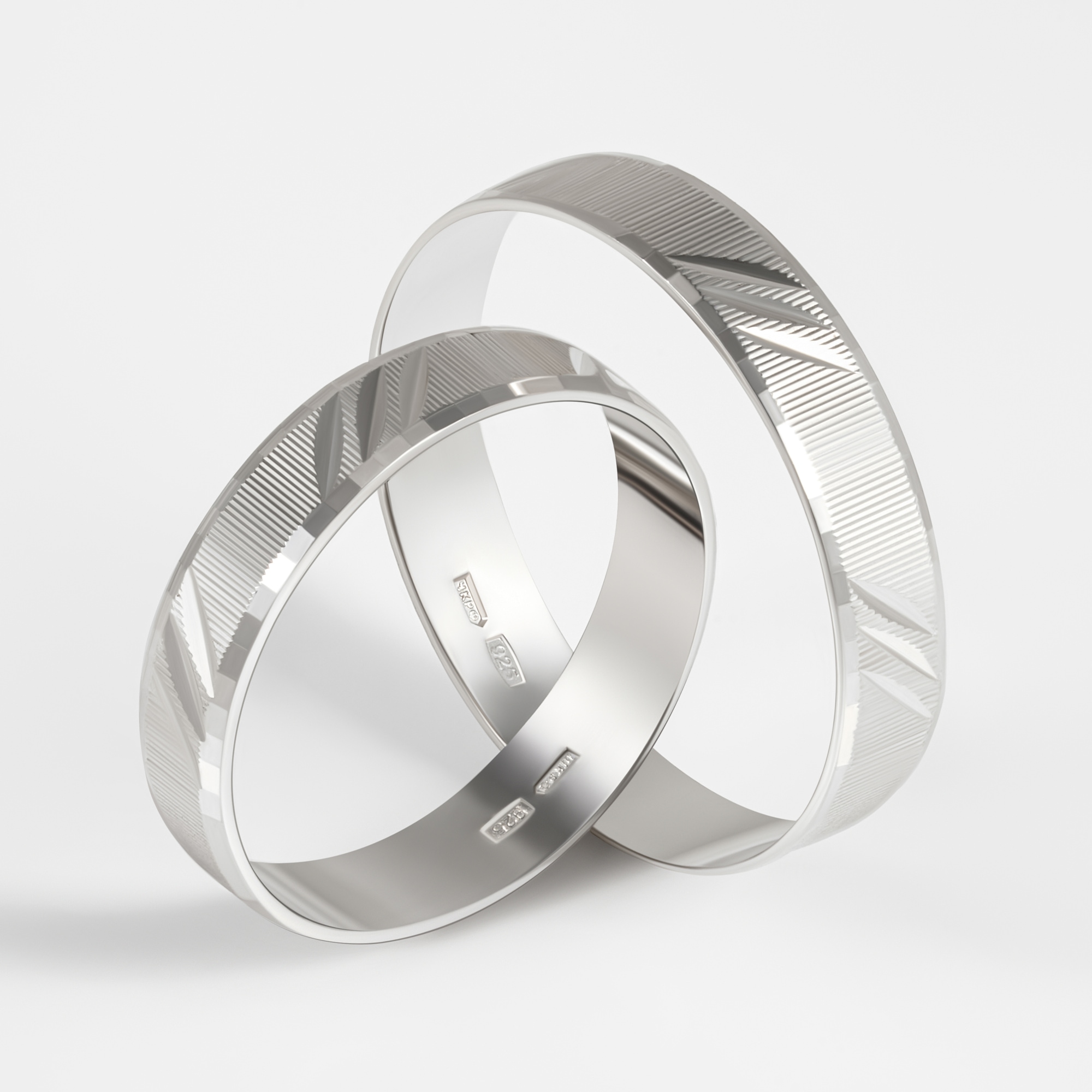 Серебряное кольцо обручальное Золотая подкова ЯВ82142340/2С, размеры от 16 до 22.5