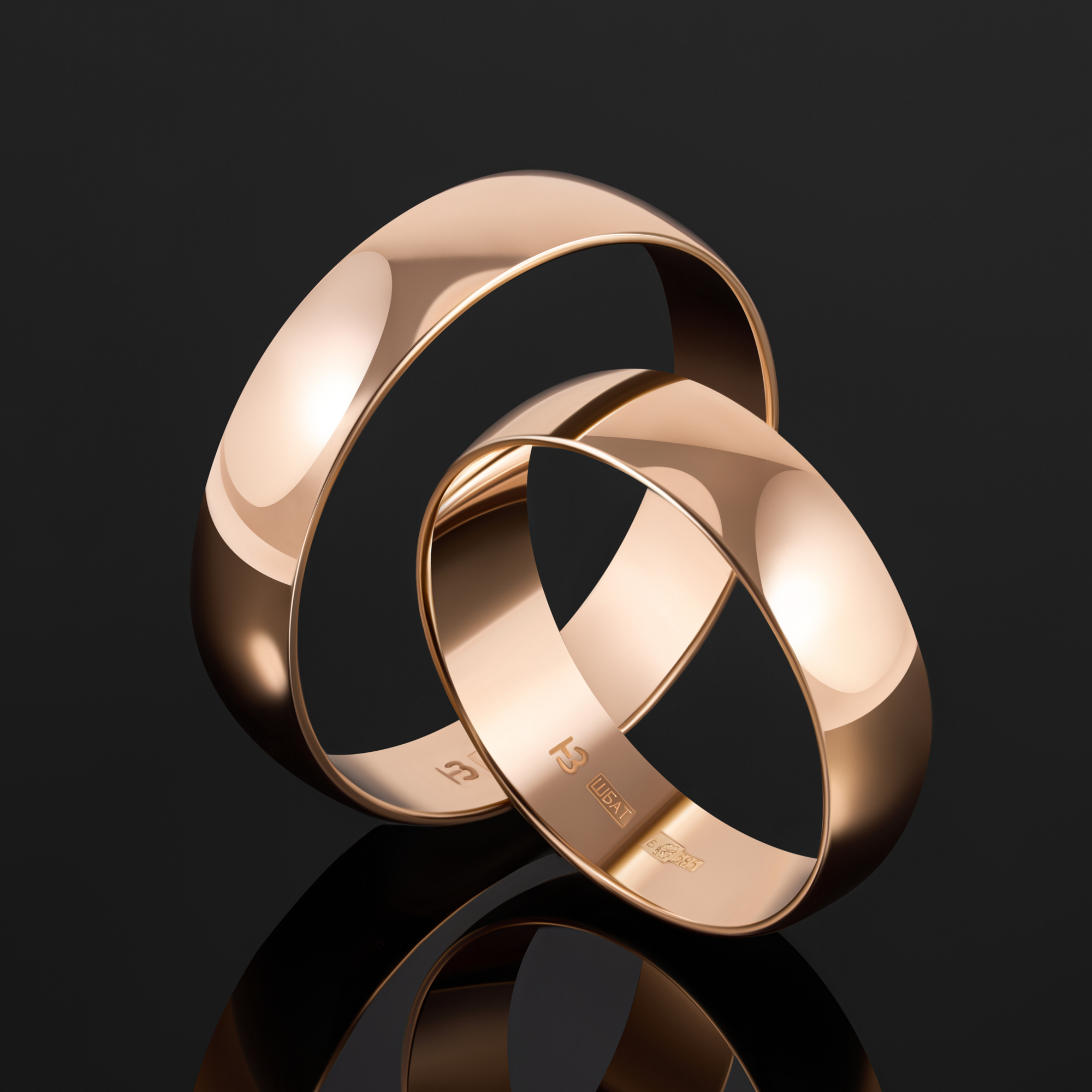 Золотое кольцо обручальное Магнат  из красного золота 585 пробы ПЗ17005, размеры от 15.5 до 23
