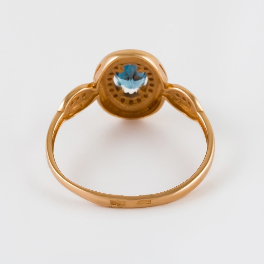 Золотое кольцо Efremof из красного золота 585 пробы со вставками из полудрагоценных камней (топаз и фианит) ЮПК13412564тл, размеры от 16.5 до 20.5