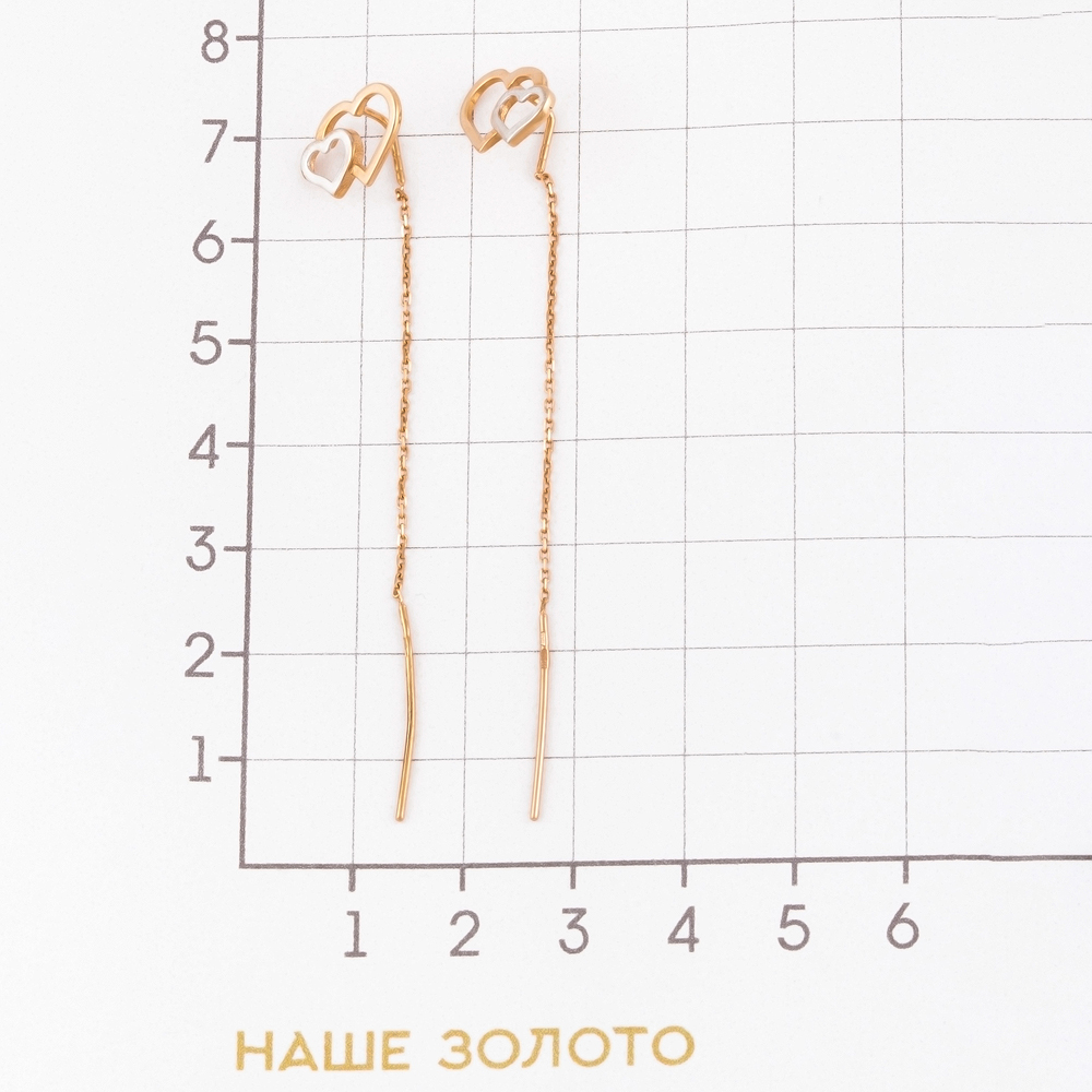 Золотые серьги протяжки Жасмин из красного золота 585 пробы ЖН34У225-ЗК0011-РВ