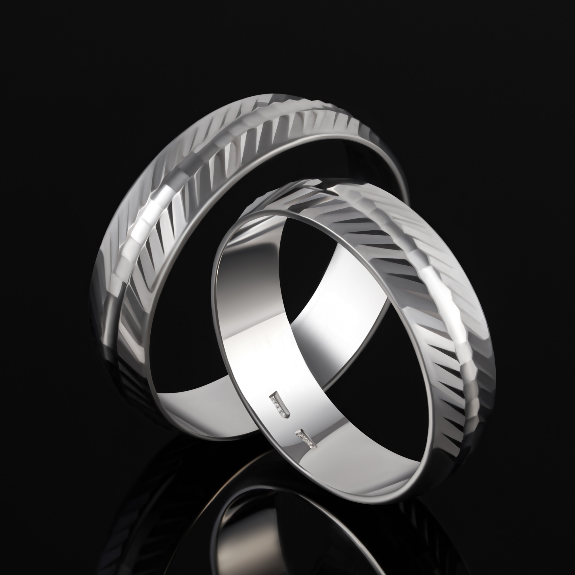 Серебряное кольцо обручальное Золотая подкова ЯВ8287-50/3С, размеры от 16 до 22.5