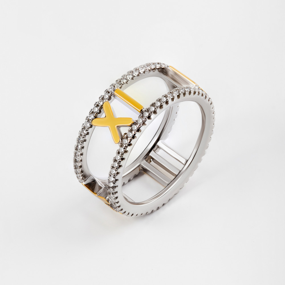 Серебряное кольцо Серебряные крылья  со вставками (фианит) СЫ01Р5636МИКС-127, размеры от 16 до 18.5