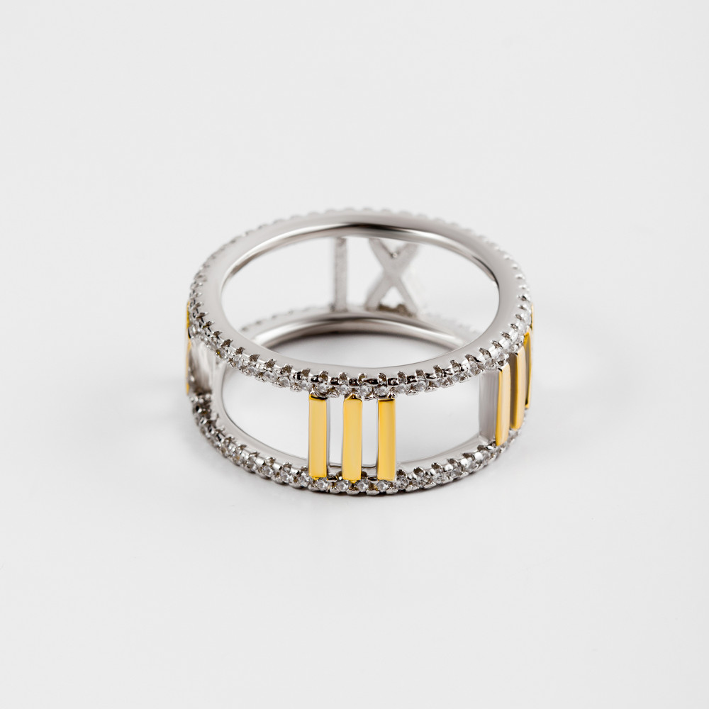 Серебряное кольцо Серебряные крылья  со вставками (фианит) СЫ01Р5636МИКС-127, размеры от 16 до 18.5