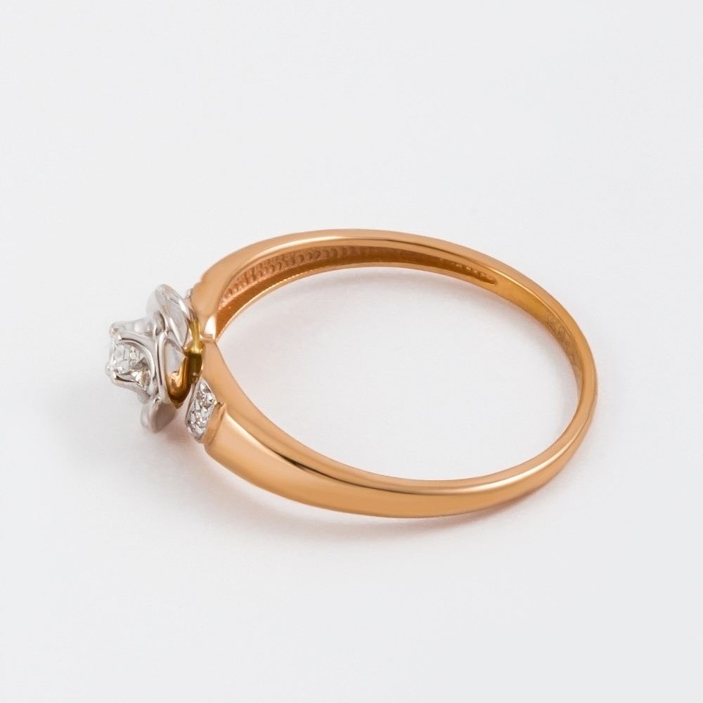 Золотое кольцо Империал из красного золота 585 пробы со вставками из драгоценных камней (бриллиант) ИМК0203-120, размеры от 15 до 19.5