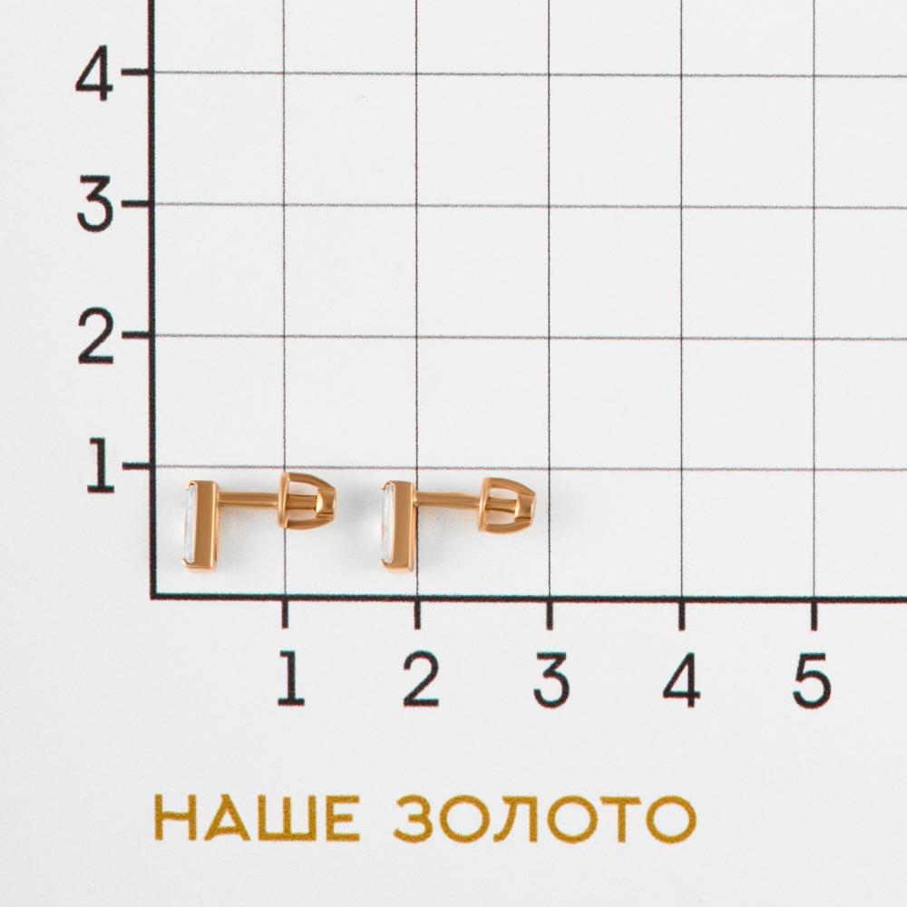 Золотые серьги гвоздики Liberty  из красного золота 585 пробы  со вставками (фианит) РЫ2782941