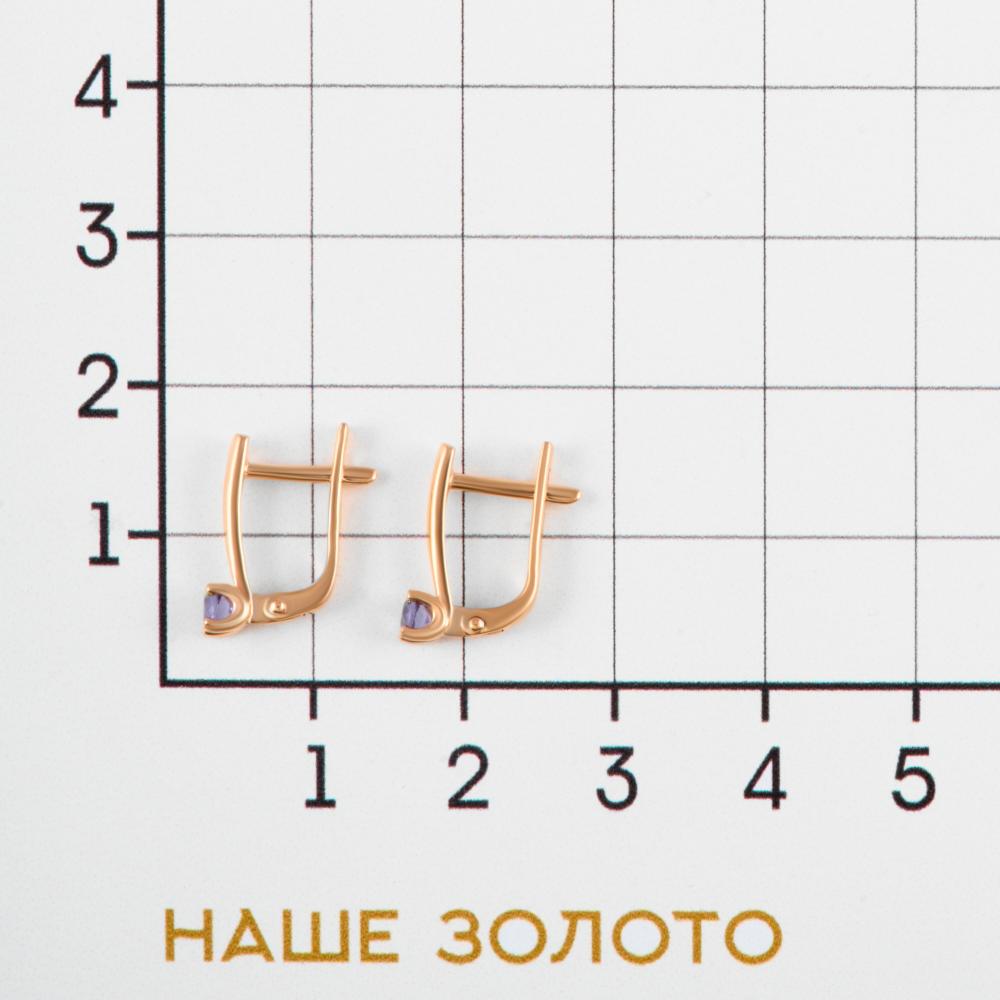 Золотые серьги  из красного золота 585 пробы  со вставками (ситалл танзанит) НЮ09440102010000321