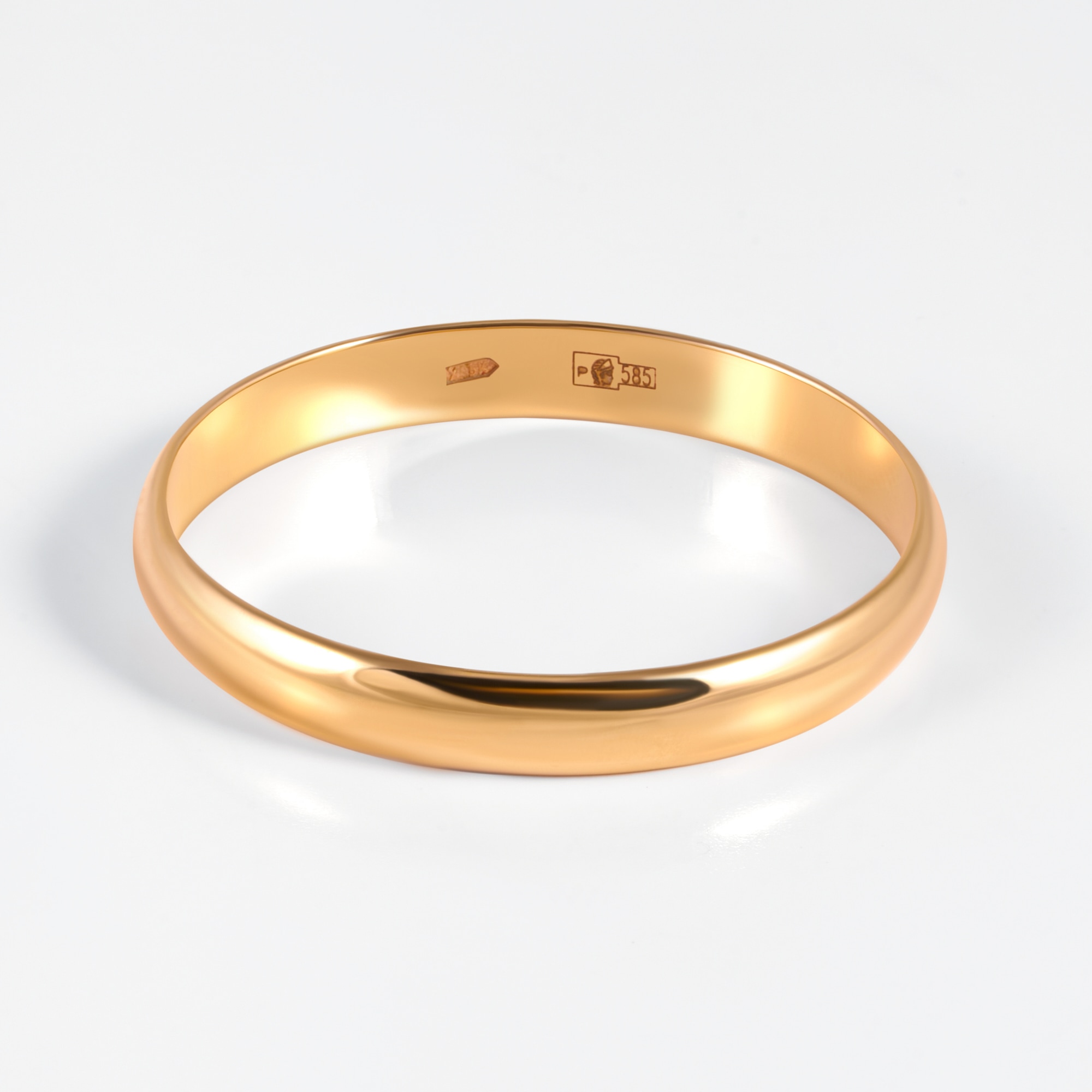 Золотое кольцо обручальное Берег из красного золота 585 пробы 2БК35К-25П, размеры от 15 до 22
