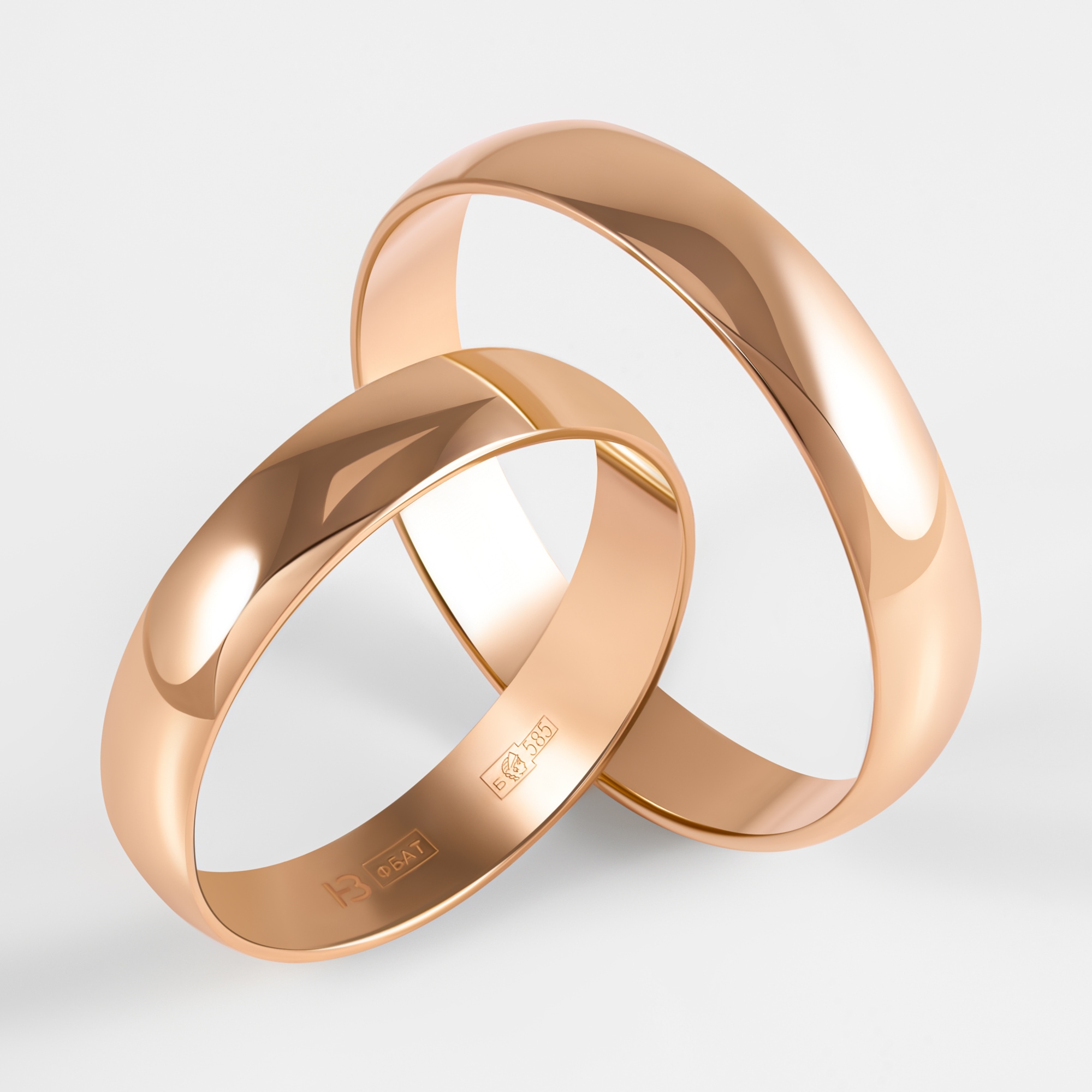 Золотое кольцо обручальное Магнат  из красного золота 585 пробы ПЗ17004, размеры от 15.5 до 22.5