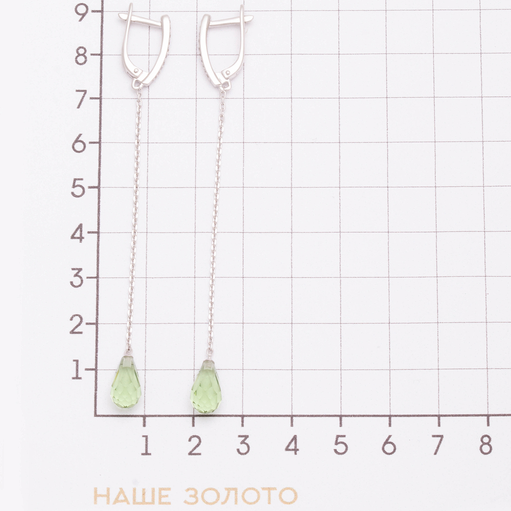 Серебряные серьги подвесные Efremof со вставками из полудрагоценных камней (аметист и фианит) ЮП1215014920амз