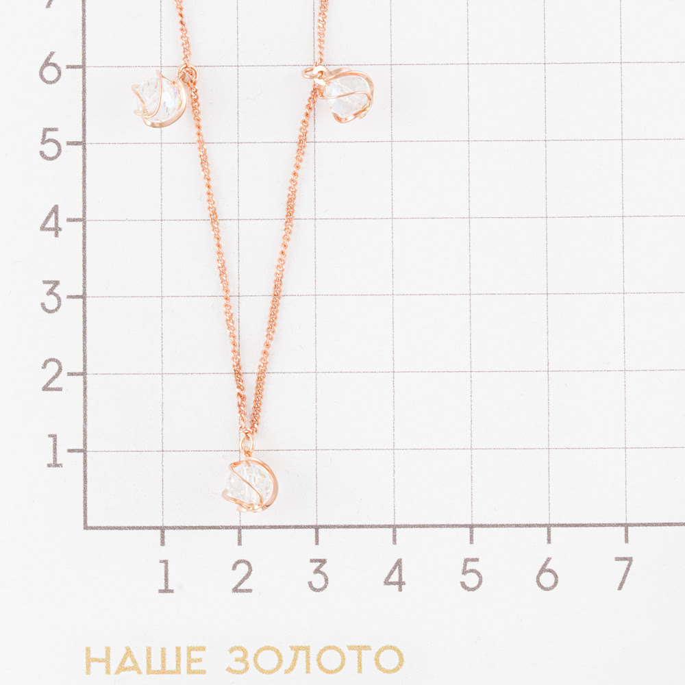 Золотое колье Красное голд из красного золота 585 пробы  со вставками () 1ФКСВ103/1, размеры от 40 до 45