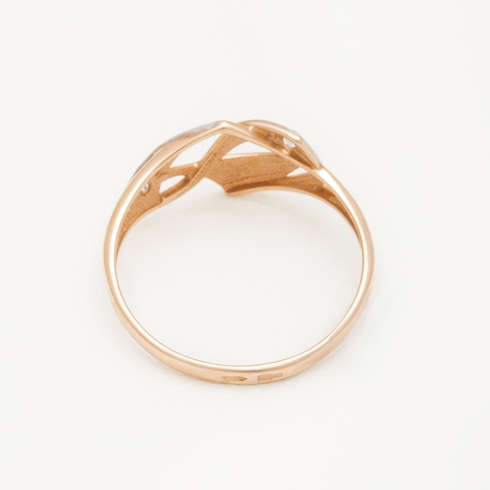 Золотое кольцо Берег из красного золота 585 пробы  со вставками (фианит) 2БКЗ5К.1-01-0400-01, размеры от 18 до 18