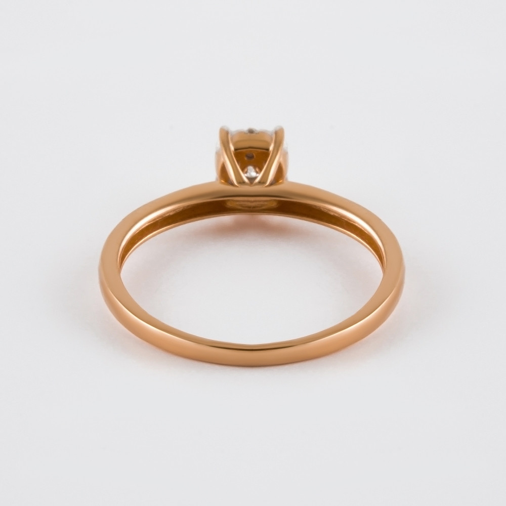 Золотое кольцо Саав из красного золота 585 пробы со вставками из драгоценных камней (бриллиант) ХС050076421, размеры от 16 до 17