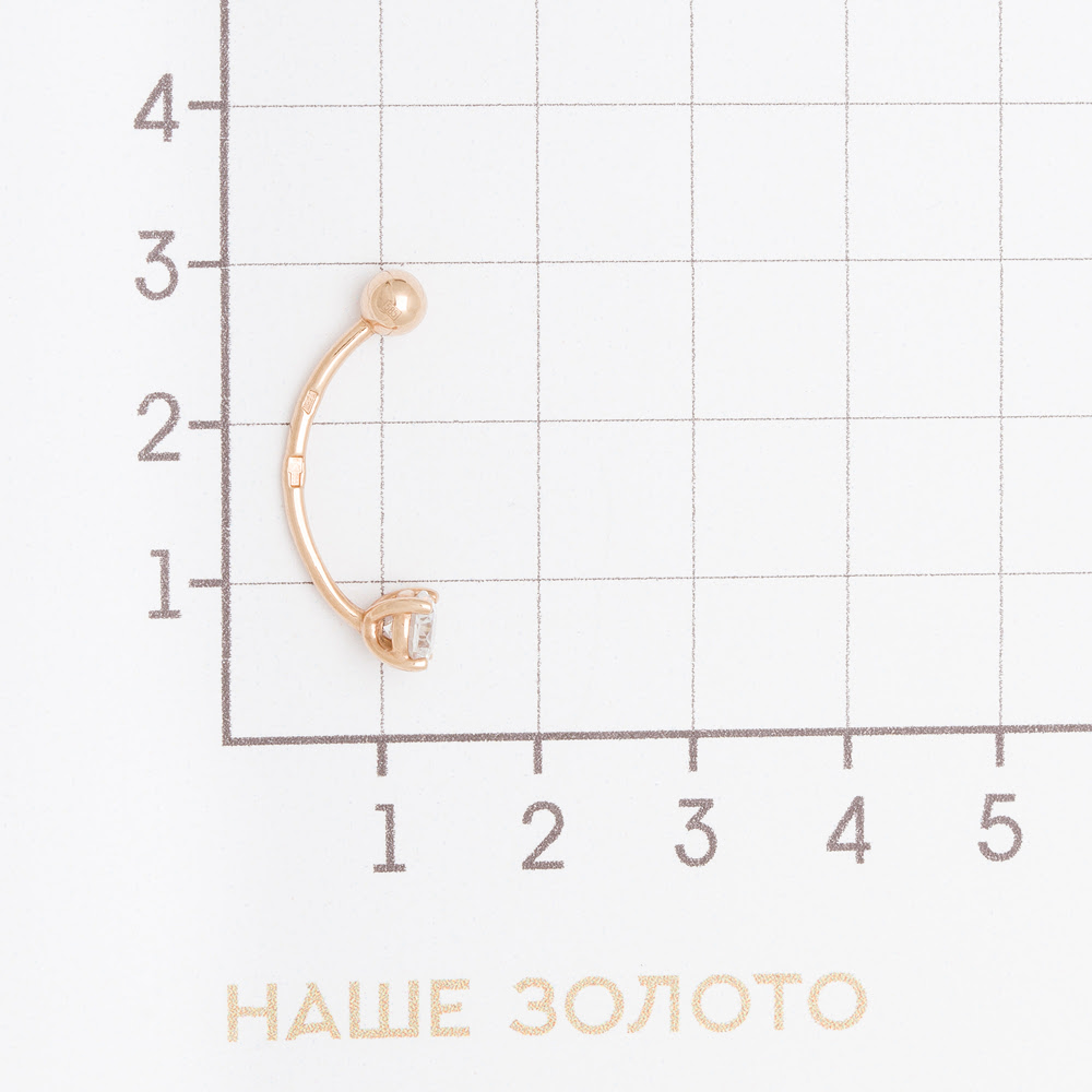 Золотой пирсинг New gold из красного золота 585 пробы  со вставками (фианит) НЮ10500080001