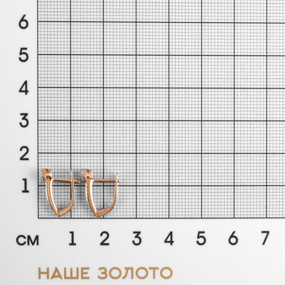 Золотые серьги Саав из красного золота 585 пробы со вставками из драгоценных камней (бриллиант) ХС051060521