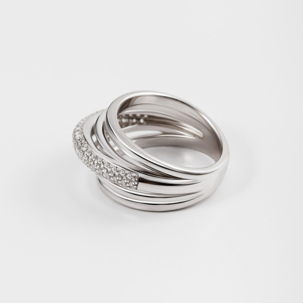 Серебряное кольцо Серебряные крылья  со вставками (фианит) СЫ01КХР014А198, размеры от 16 до 19.5