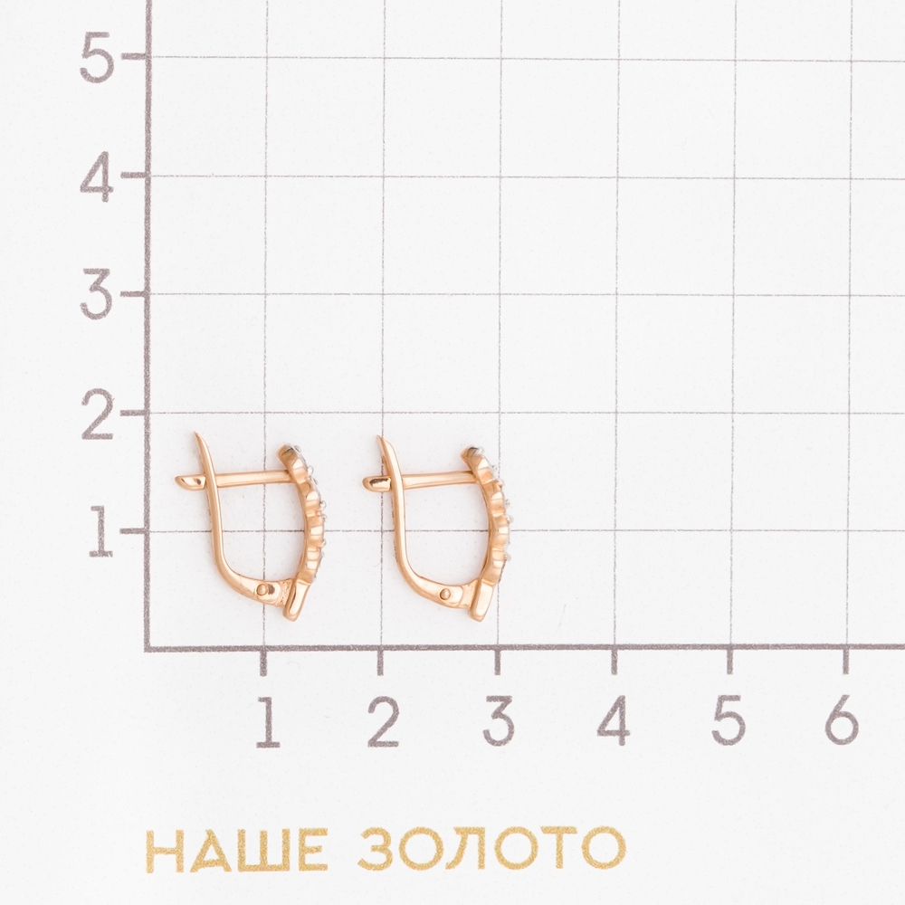 Золотые серьги Альфа-карат из красного золота 585 пробы со вставками из драгоценных камней (бриллиант) КРС3228512/9