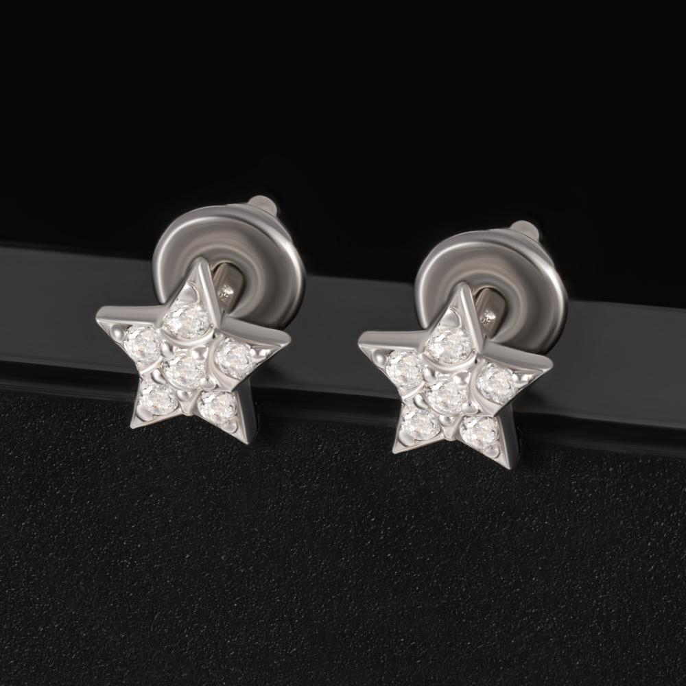 Серебряные серьги гвоздики Золотые купола  со вставками (фианит) ЗК6101020-00775