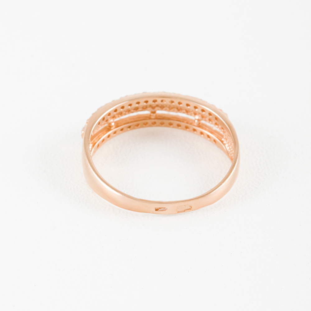 Золотое кольцо Берег из красного золота 585 пробы со вставками из драгоценных камней (бриллиант) 2БКЗ5К-02-0520-02, размеры от 16 до 18