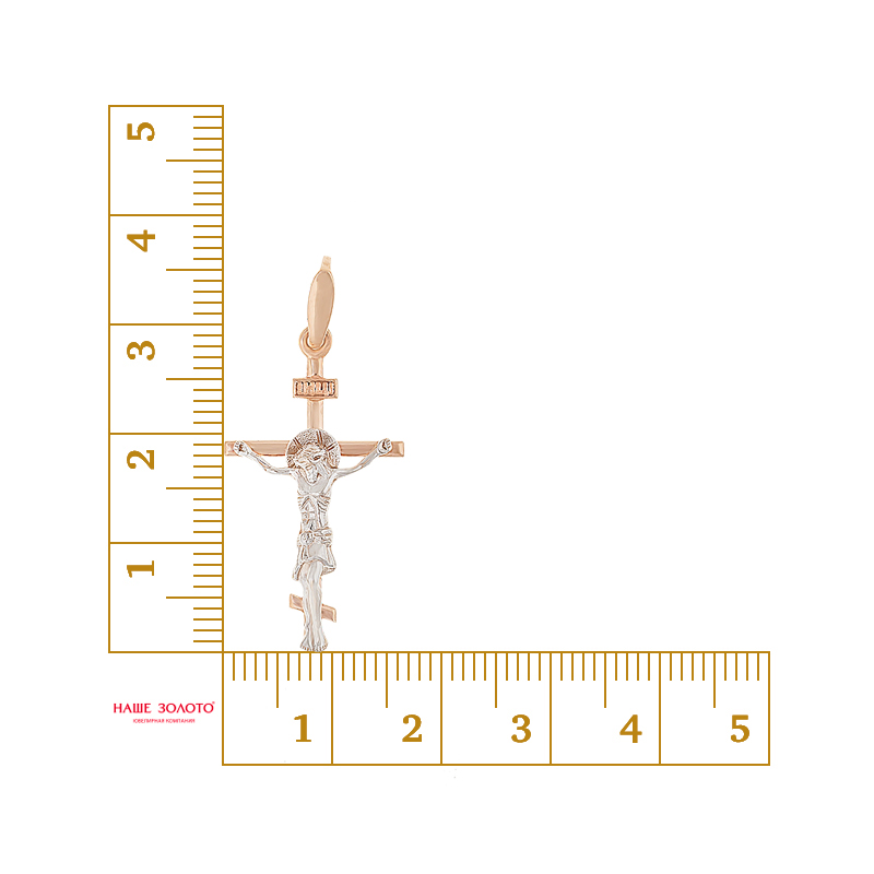 Золотой крест Амбер из красного золота 585 пробы АБ3081748