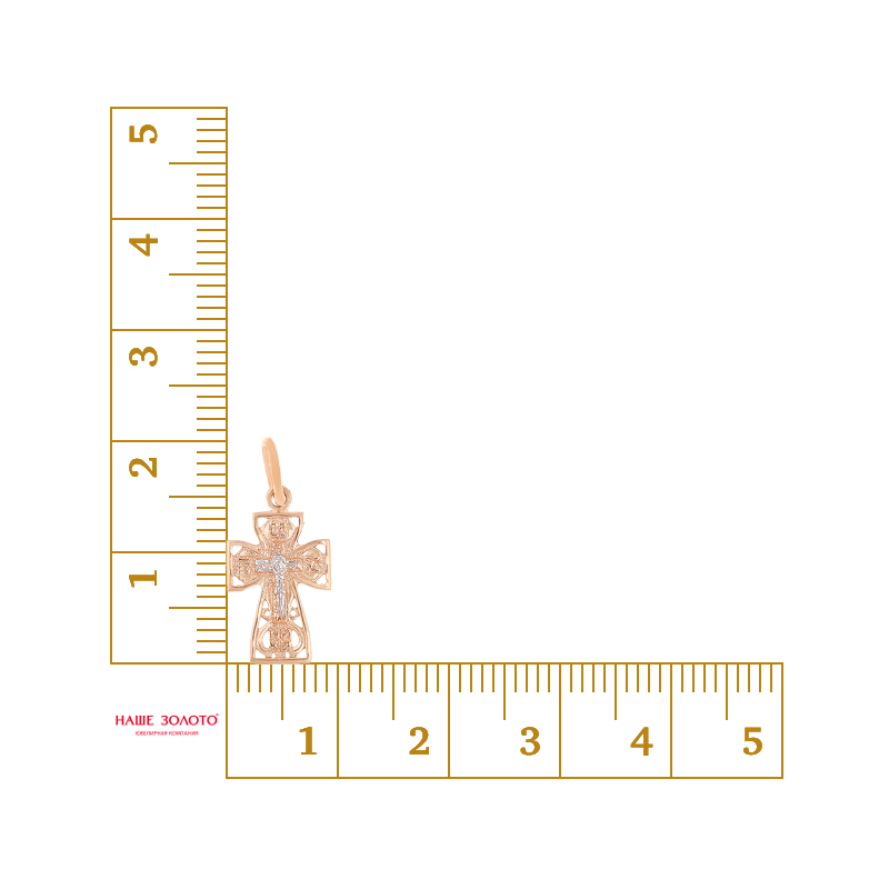 Золотой крест Амбер из красного золота 585 пробы АБ3001889Р
