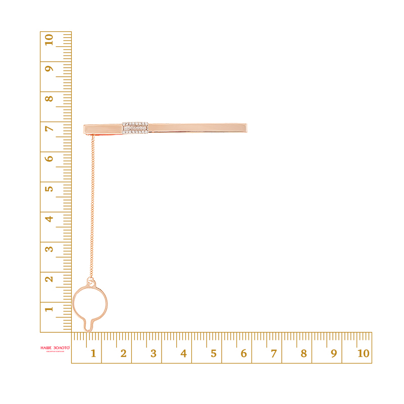 Золотой зажим для галстука Амбер из красного золота 585 пробы  со вставками (фианит) АБ5281109