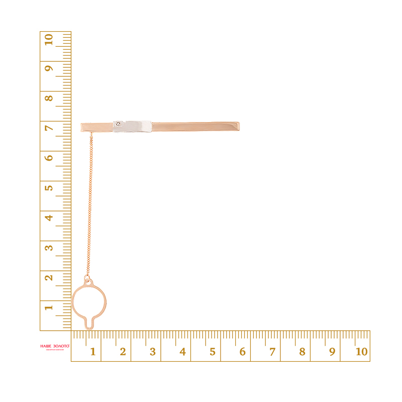 Золотой зажим для галстука Амбер из красного золота 585 пробы  со вставками (фианит) АБ5281003