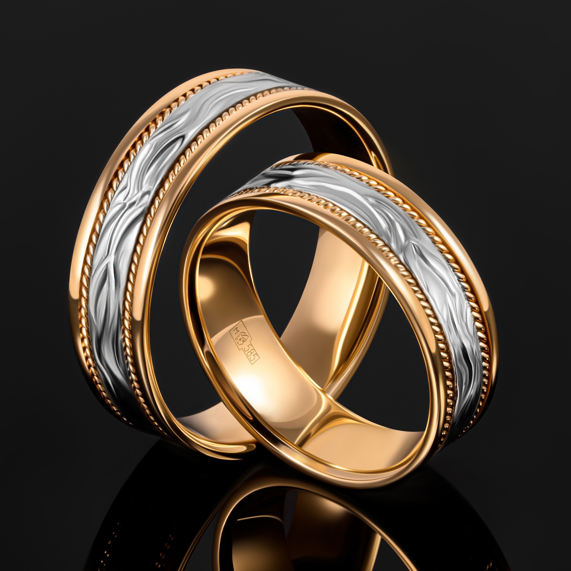Золотое кольцо обручальное Vangold из красного золота 585 пробы ЛД0211200100236, размеры от 15 до 22