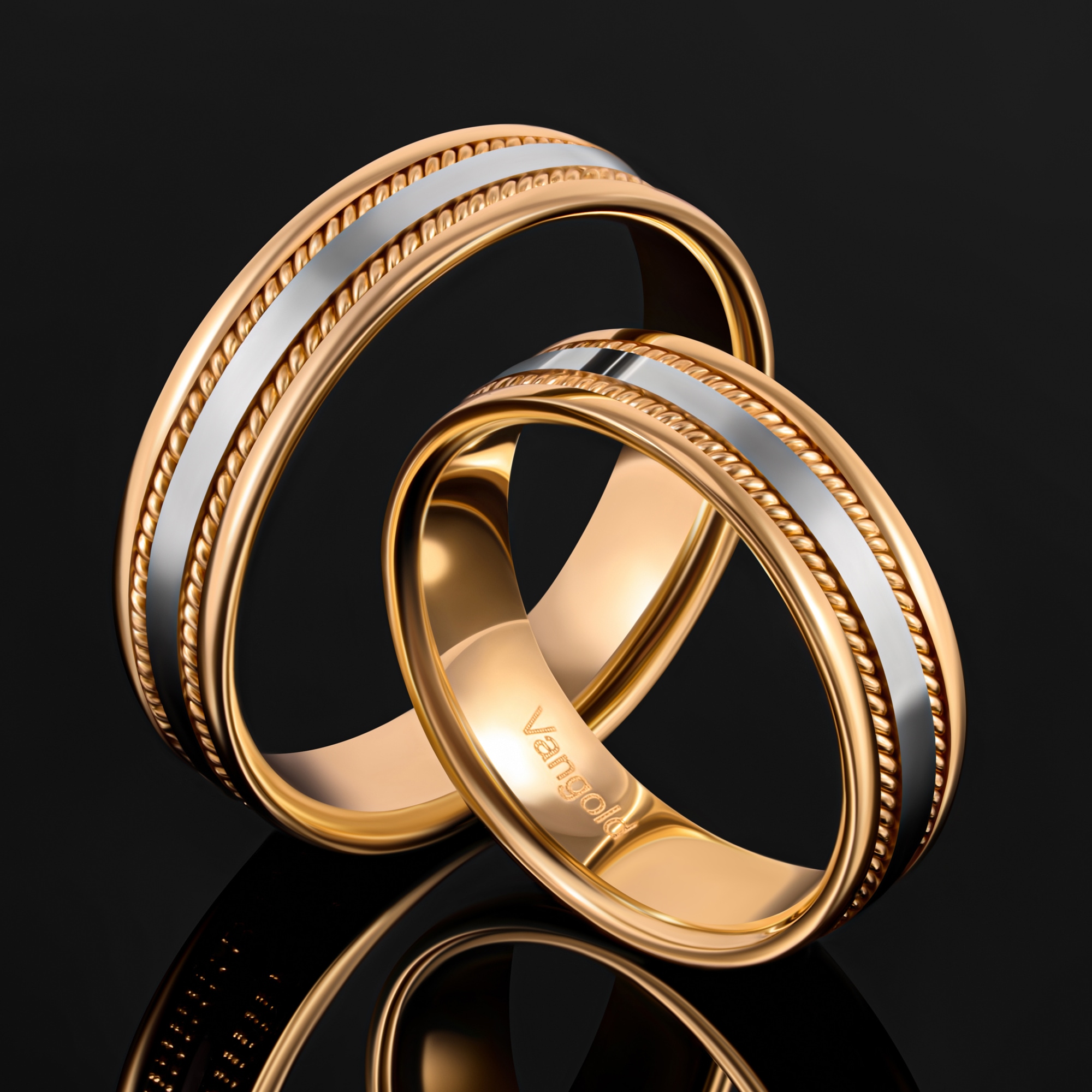 Золотое кольцо обручальное Vangold из красного золота 585 пробы ЛД0211200100317, размеры от 15 до 22