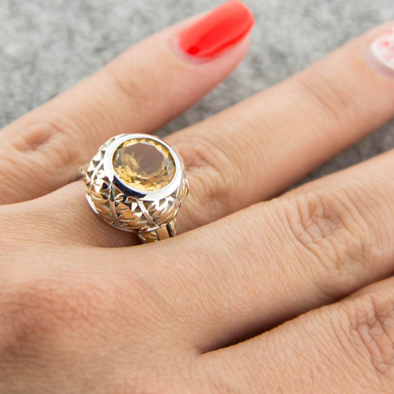 Золотое кольцо Kota osta из красного золота 585 пробы со вставками из полудрагоценных камней (аметист, топаз и цитрин) КАКО-БМ016Г, размеры от 17 до 18.5