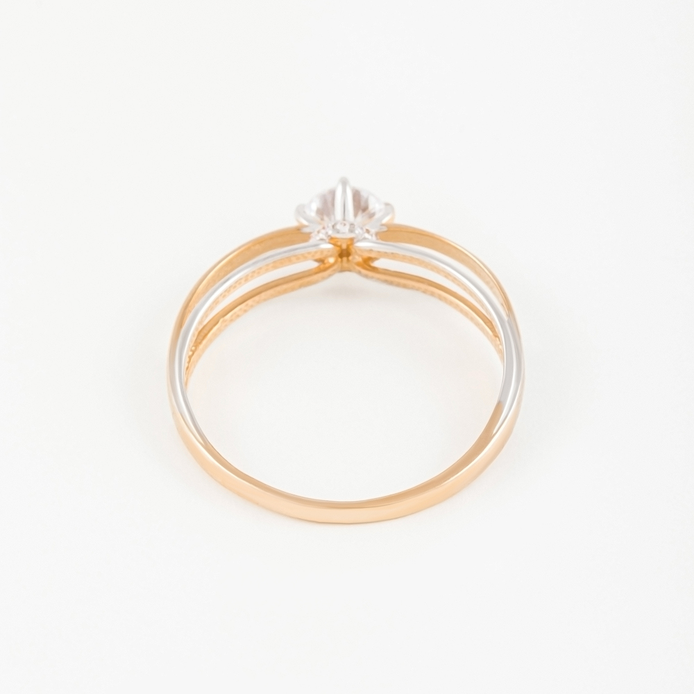 Золотое кольцо Санис из красного золота 585 пробы  со вставками (фианит) СН01-115152, размеры от 15.5 до 18.5