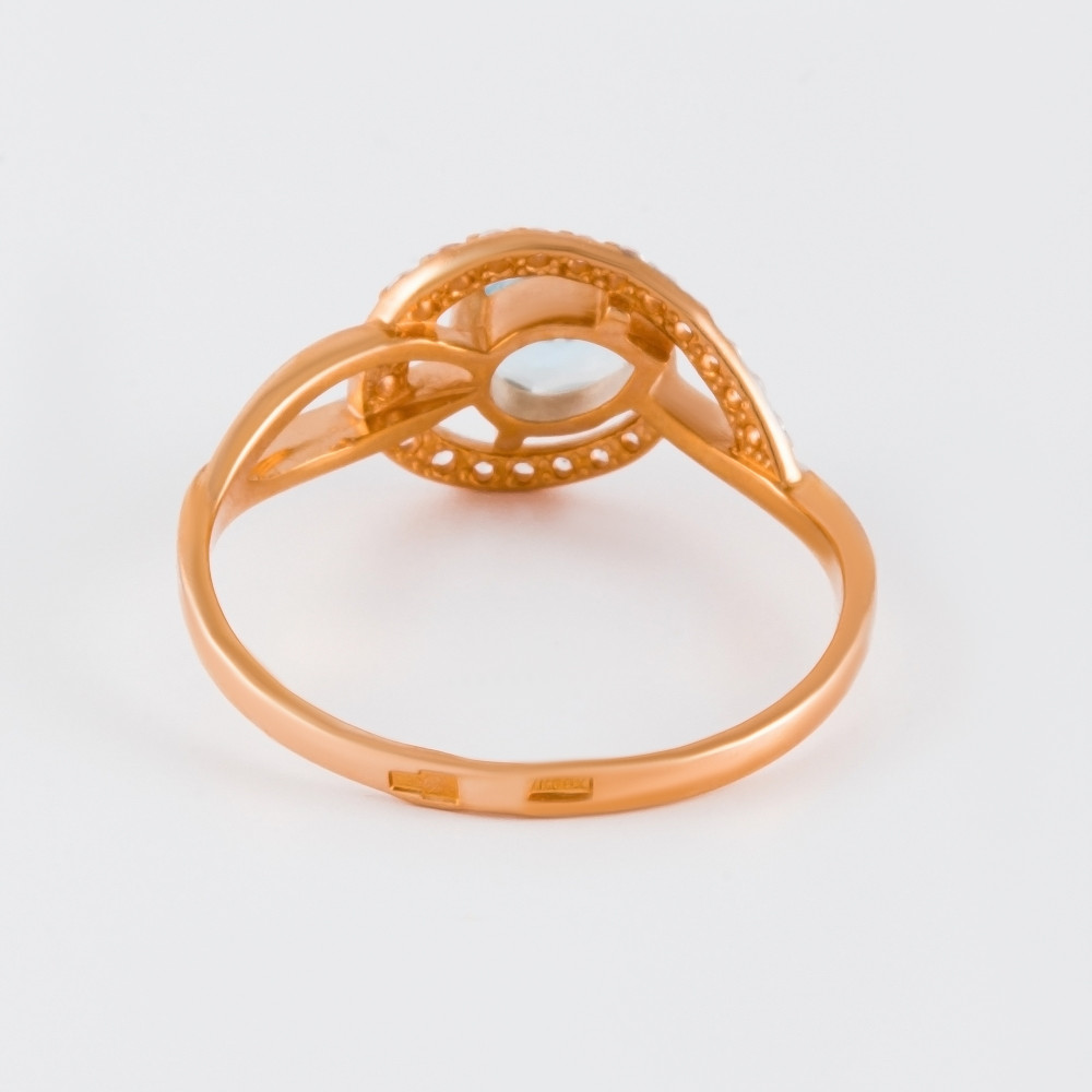 Золотое кольцо Efremof из красного золота 585 пробы со вставками из полудрагоценных камней (топаз, гранат и фианит) ЮПК1346139тс, размеры от 15.5 до 18.5
